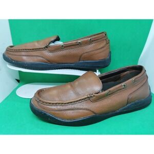 Mens Propét Marine M9001 Brown Leather Boat Slip On Loafer Shoes Size 9 M